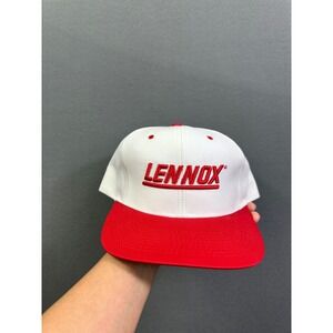 Vintage Lennox Snapback Hat White Red Embroidered Logo‎ HVAC Promo Cap Men's
